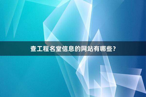 查工程名堂信息的网站有哪些？